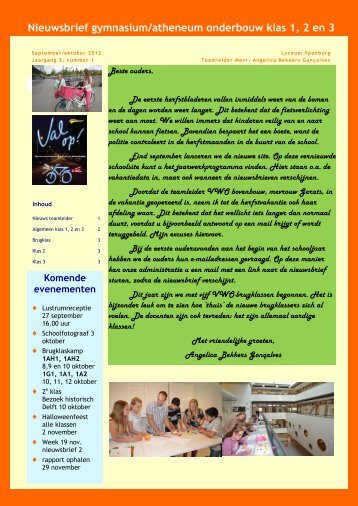 Nieuwsbrief vwo onderbouw - Lyceum Ypenburg
