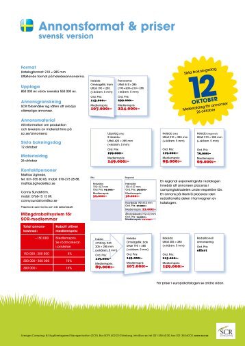 Annonsformat och prislista Svensk Camping 2013 (pdf) - SCR