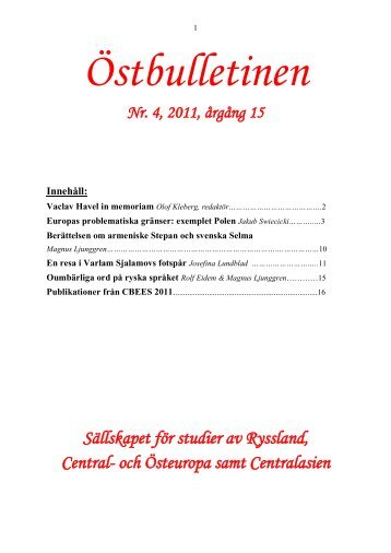 Nr 4, december 2011 - Sällskapet för studier av Ryssland, Central