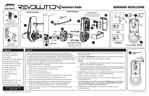 Revolution V1 Generation 1 Quick Start Guide - Arrow Architectural ...