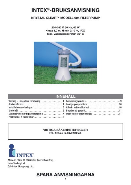 Intex Pool vakuum krok upp