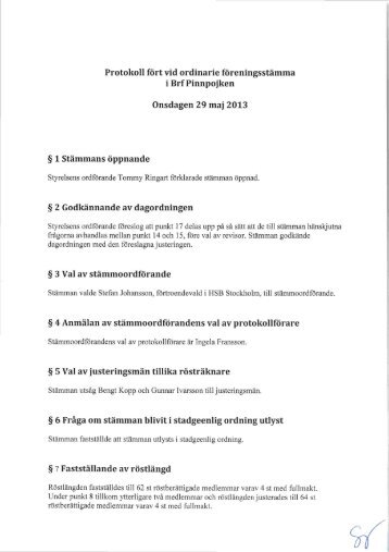 Protokoll årsstämma 20130529