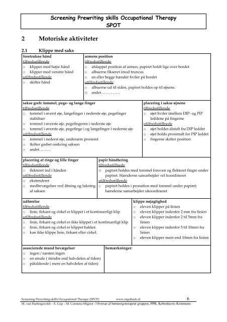 Screening Prewriting skills Occupational Therapy SPOT ... - Ergoboek