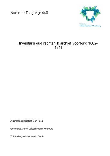440 Inventaris oud rechterlijk archief Voorburg 1602- 1811