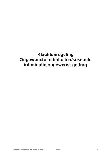 Ongewenste intimiteiten en seksuele intimidatie - Koning Willem I ...