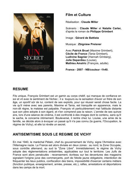 Resume un secret de grimbert