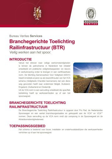 Branchegerichte Toelichting Railinfrastructuur (BTR) - Bureau Veritas