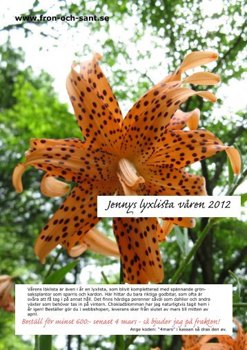 Jennys lyxlista våren 2012 Beställ för minst 600:- senast 4 mars