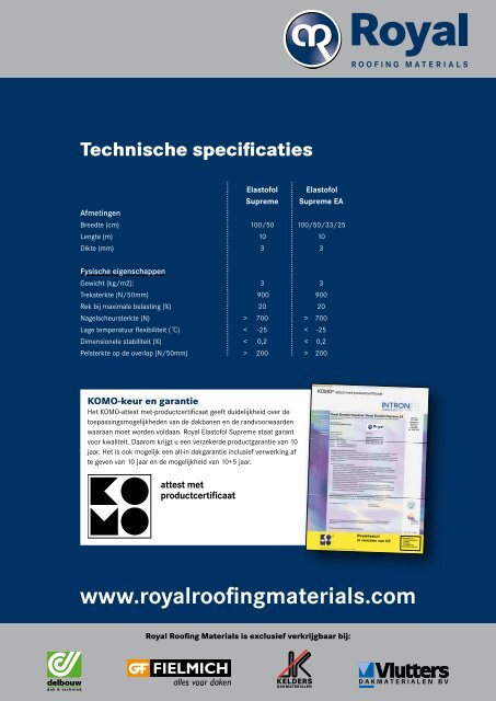 Royal Elastofol Supreme - Vlutters Dakmaterialen BV