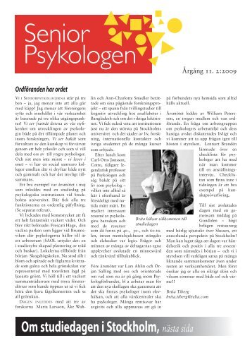 SeniorPsykologen 2_09 Augusti - Sveriges Psykologförbund