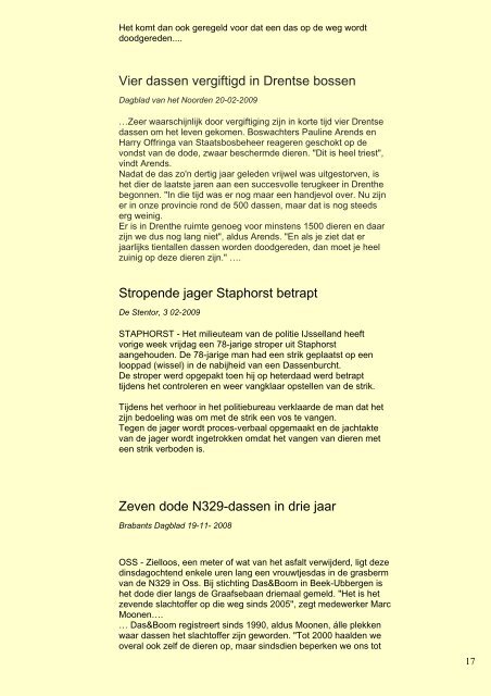 nieuwsbrief Das&Boom nr 1 (2009) - Vereniging Das & Boom