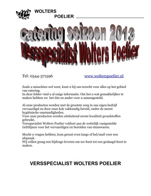 catering folder - Versspecialist Wolters Poelier