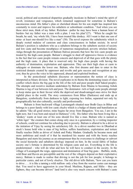 Vol. II. Issue. III September 2011 - The Criterion: An International ...