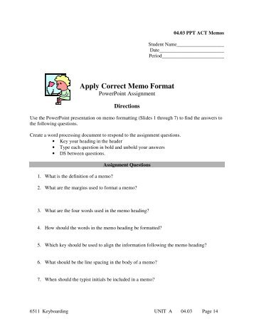 memo formatting