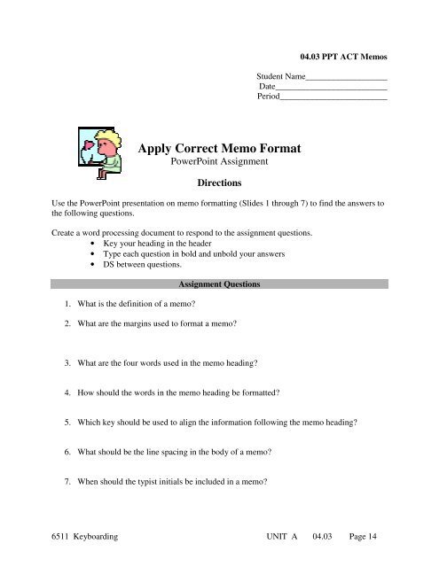 Apply Correct Memo Format 21stcenturylucas