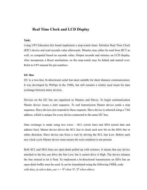 Real Time Clock and LCD Display