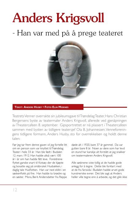 Medlemsblad nr: 01 2013 - Teatrets Venner
