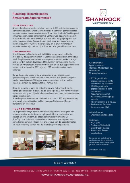 Download hier de brochure Amsterdam - Shamrock Vastgoed