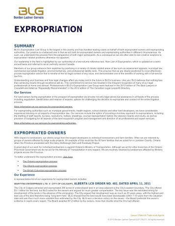 EXPROPRIATION - BLG.com