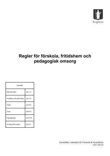 Regler för förskola, fritidshem och pedagogisk omsorg - Kungsbacka ...