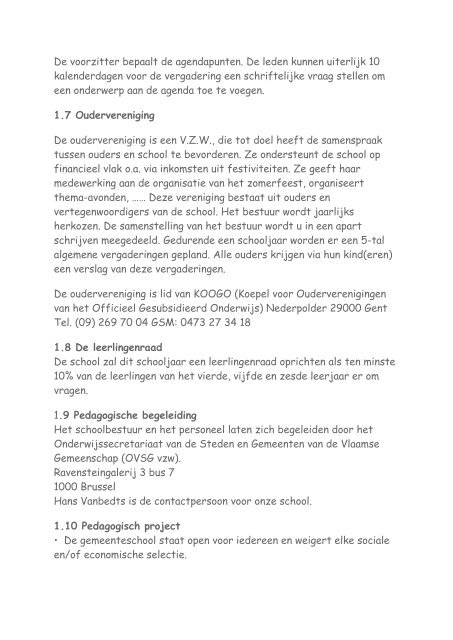 Het schoolreglement Hoofdstuk 1 Algemene bepalingen ... - Oudergbo