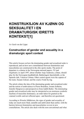 konstruksjon av kjønn og seksualitet i en dramaturgisk idretts ...