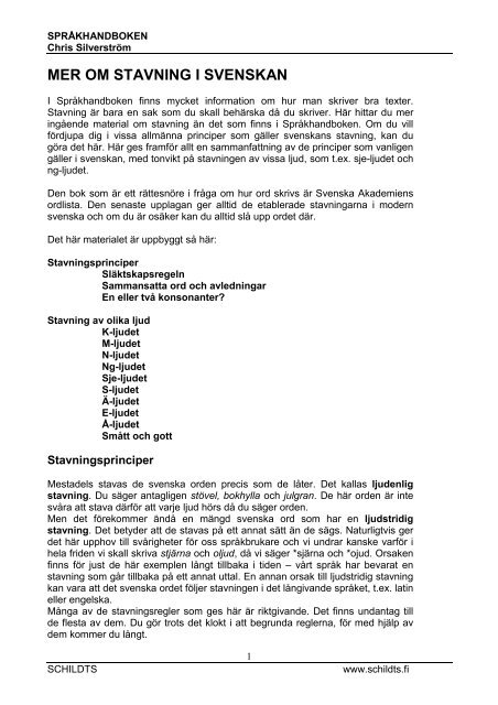 MER OM STAVNING I SVENSKAN