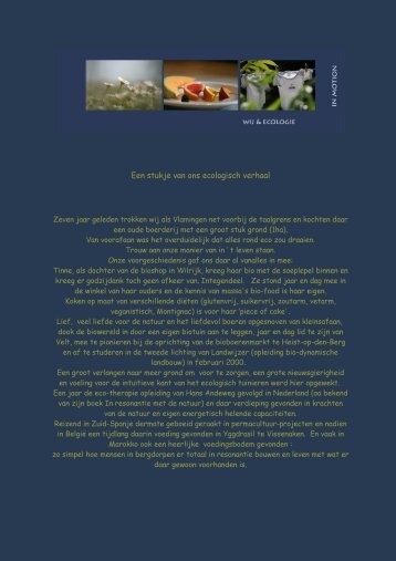 Een stukje van ons ecologisch verhaal - B&B In Motion