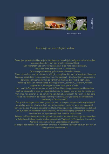 Een stukje van ons ecologisch verhaal - B&B In Motion