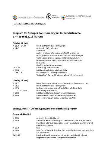 Program för Sveriges Konstföreningars förbundsstämma 17 – 19 ...