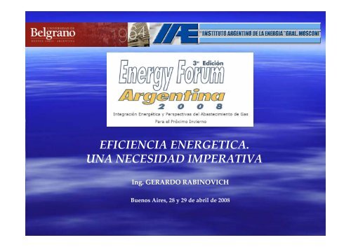 EFICIENCIA ENERGETICA. UNA NECESIDAD IMPERATIVA