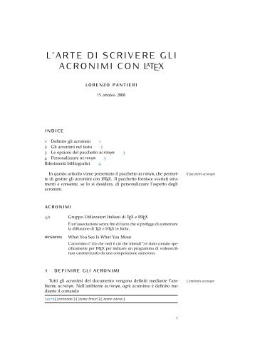 L'arte di scrivere gli acronimi con LaTeX - Lorenzopantieri.net