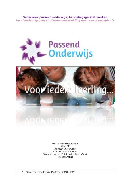 Onderzoek passend onderwijs - Academische basisschool