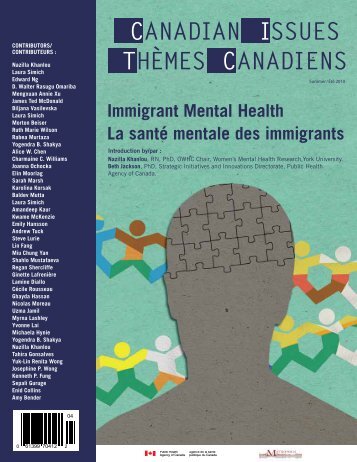 Immigrant Mental Health La santé mentale des immigrants