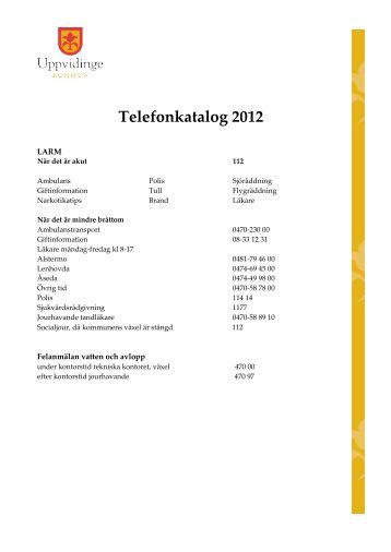 Telefonkatalog 2012 juni Des.pdf - Uppvidinge kommun