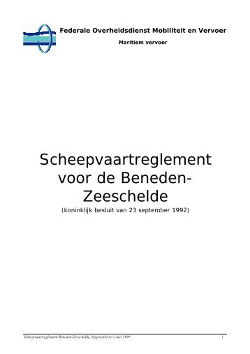 Scheepvaartreglement Beneden-Zeeschelde - VTS-Scheldt