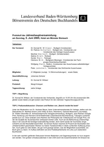 Protokoll der Jahreshauptversammlung