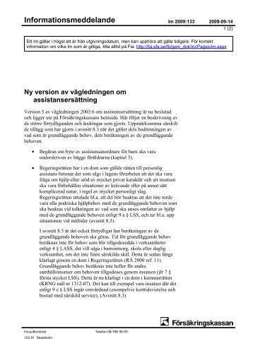 Informationsmeddelande - Assistanskoll