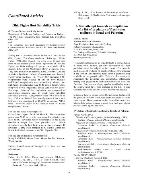 August 2004 - FMCS-Freshwater Mollusk Conservation