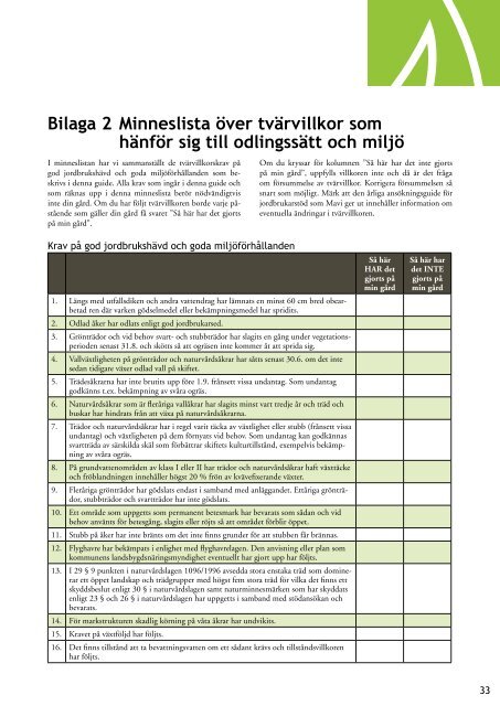 Tvärvillkor – Odlingssätt och miljövillkor