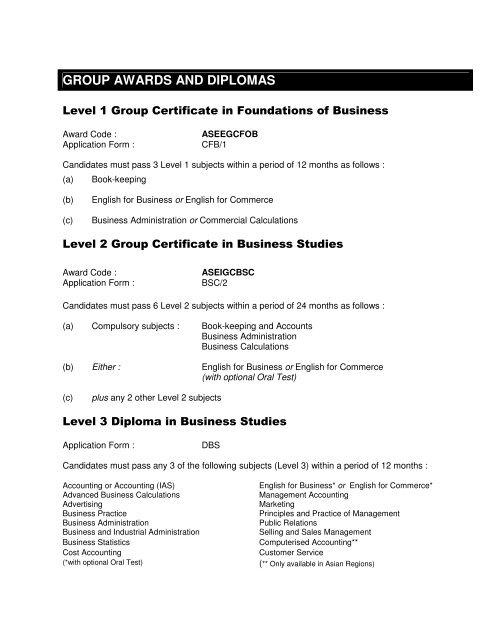 Group Awards And Diplomas Home LCCI International