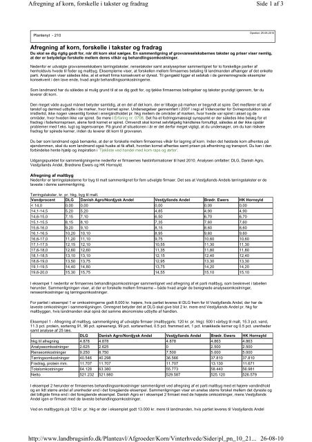 Side 1 af 3 Afregning af korn, forskelle i takster og fradrag 26-08-10 ...