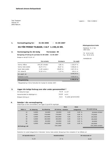 DU FÅR PENGE TILBAGE, I ALT 1.150,22 KR. - Boligkontoret ...