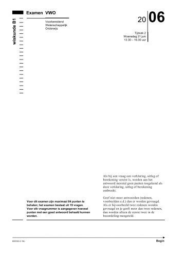 wiskunde B 1 Examen VWO