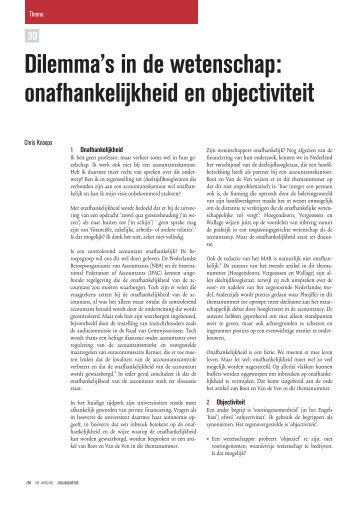 Dilemma's in de wetenschap: onafhankelijkheid en objectiviteit - MAB