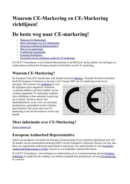 Waarom CE-Markering en CE-Markering richtlijnen! De beste weg ...