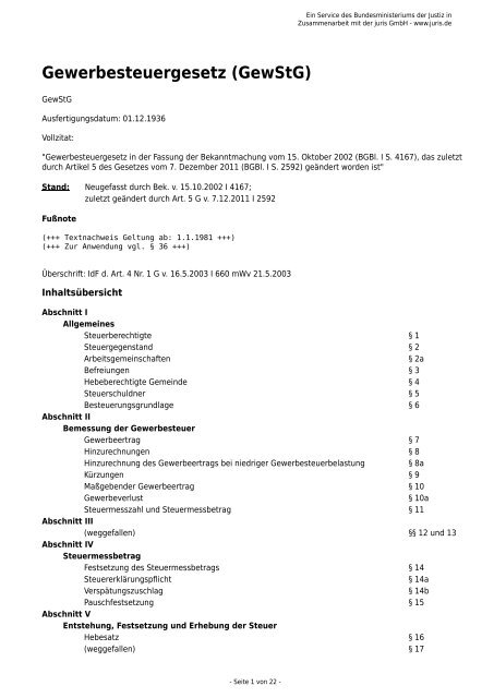 Gewerbesteuergesetz (GewStG)