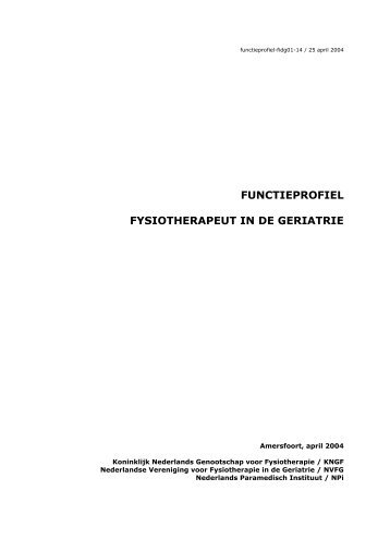 Functieprofiel geriatriefysiotherapeut(2004) - NVFG