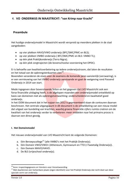 Plan van aanpak “Onderwijsontwikkeling Maastricht” (OOM)