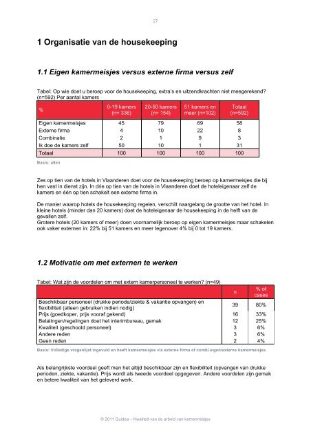 Kwaliteit van de arbeid van kamermeisjes - eindrapport - Guidea